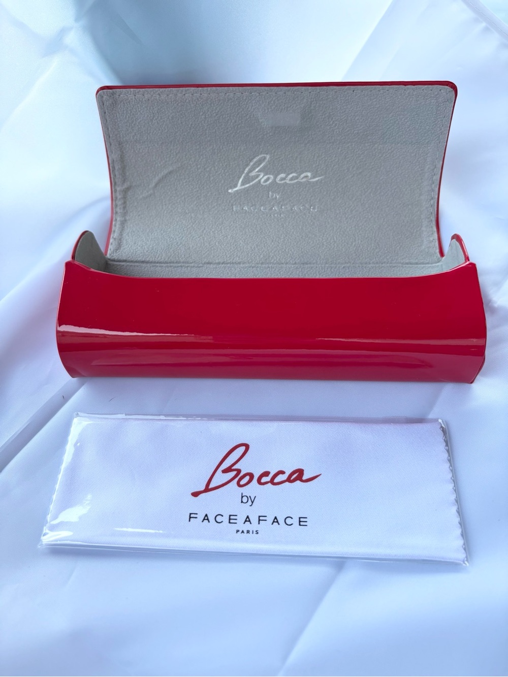 BOCCA by FACE A FACE Paris Red Designer Eyeglass Case & Cleaning Cloth